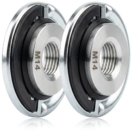2PCS M14 Quick Release Nut for Angle Grinder, Heavy Duty Self Locking Flange Nut - Tool-Free Quick Clamping Fast Disc Change for 115-150mm Angle Grinders, Workshop DIY Construction