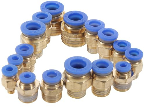 AMUSLESUR Set 16pz Raccordi a Crimpare in Plastica Connettori per Tubi Flessibili Pneumatici, Raccordo a Barbiglio Sgancio Rapido, Accessori per Compressori Aria e Utensili Pneumatici,