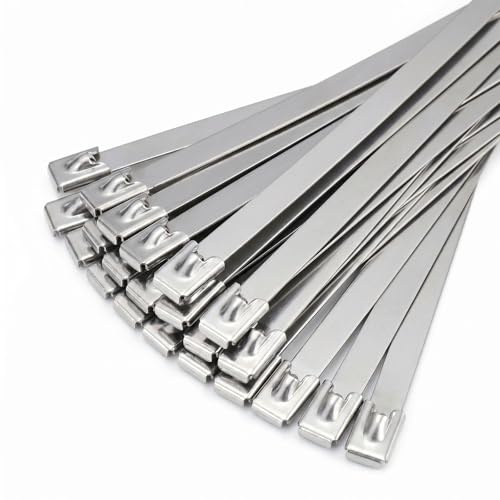 Collier Serrage Metallique 100 Pièces, Kit de Collier de Serrage Inox, 4.6×300mm, Serre Cable Inox 304, pour Enroulement d'Échappement, Clôtures Fixes, Voitures, Réparations de Jardin, Résistant à la