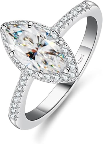bague en diamant, Bague en moissanite for femme, taille marquise, argent sterling S925, diamant de laboratoire