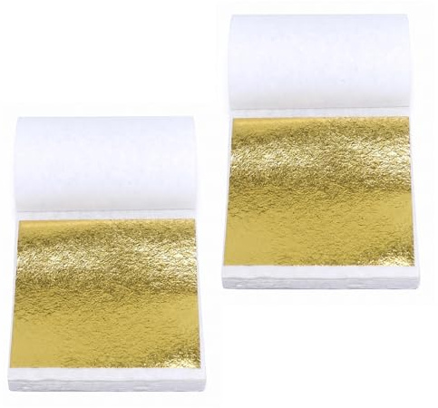 400 Blatt Blattgold Zum Basteln, Dünn und Einfach Anzuwenden | 9 x 9 cm,Goldblattblätter DIY für Bastelarbeiten, Dekorationen, DIY Kreationen,Goldenes Goldpapier Acrylmalerei