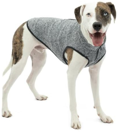 Kurgo Core Sweater - Suéter para Perros para Clima Frío - Tela de Forro Polar de Punto, Cuello Ajustable y Reflectante - Negro Heather - XL