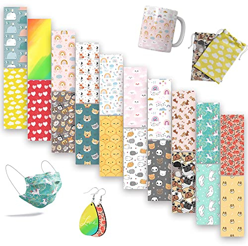 LUCKIGUCK Infusible Lot de 20 feuilles d'encre de transfert pré-imprimées et teintées pour sublimation 11,4 x 30,5 cm