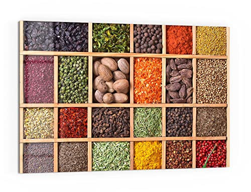 DEQORI Küchenrückwand Glas | Motiv Gefülltes Gewürzregal | 60x40 cm | Bad- oder Herd-Rückwand | Herdblende Spritzschutz für Küche & Badezimmer | moderne Deko für Fliesenspiegel