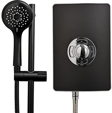 Triton Showers Shower Electric | 9.5 kW | Triton Aspirante I Matte Black I Electrical Showers | with Black Showerhead & Anti Twist Hose | Best Electric Shower Units for Bathrooms (RECOL209MTBLK)