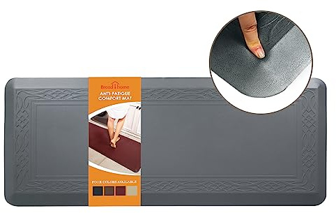 24 x 60 Inch Extra Support Anti Fatigue Comfort Kitchen Mat, Waterproof Long Kitchen Runner, Non-Slip Standing Desk Mat, Commercial Pads for Offices, Home, Garages (Bordeaux Grey, 24'' x 60'')