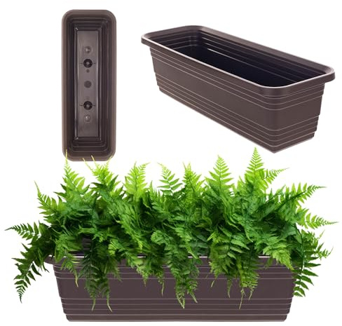 KADAX Blomlåda, balkongkruka av plast, väderbeständig planteringslåda, blomkruka, räckelåda för odling av blommor, örter och växter (mocka, 50 cm)