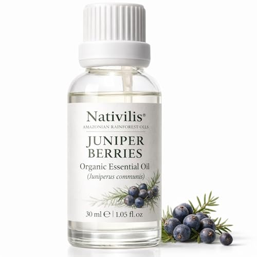 Nativilis Wacholderbeeren Bio-ätherisches Öl, 30 ml (Juniperus communis) – reich an Nährstoffen und leistungsstarken Pflanzenstoffen, entzündungshemmend, antioxidativ, antimykotische Wirkung. Copaiba
