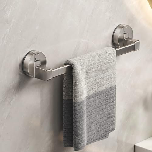 B - Toallero con ventosa fuerte montado en la pared de aluminio para toallas de baño, cocina e inodoro, barra larga (30 cm, gris)