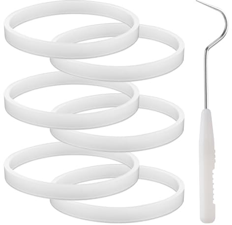 6st Tätningsring Packningar för Nutri Ninja Blender, 10cm Vit Silikontätningar O-ring Reservdelar med Krok för Ninja Auto-iQ Pro Extractor CT680 BL456-30 BL480 BL681A BL682 BL640