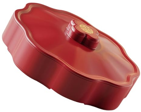 LUJIAXI Dispensador de caramelos de 5 compartimentos, elegante caja de almacenamiento de frutos secos con tapa, soporte para frutas secas, bandeja para servir aperitivos, galletas, postres