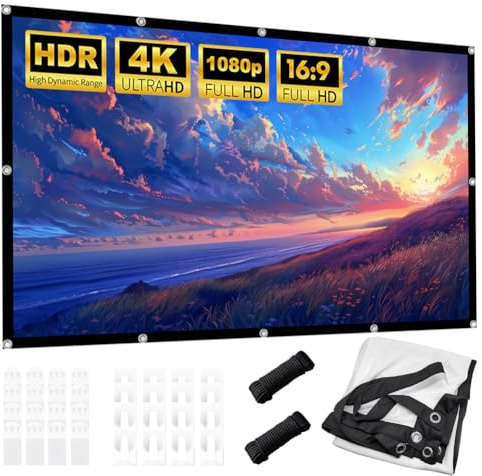 Gohytal Leinwand Beamer, 16:9 HD Faltbarer Beamer Leinwand, Anti-Falten Doppelseitige Projector Screen, Tragbarer Projektor Leinwände für Zuhause, Schule, Treffen, Heimkino (Weiß-100 Zoll)