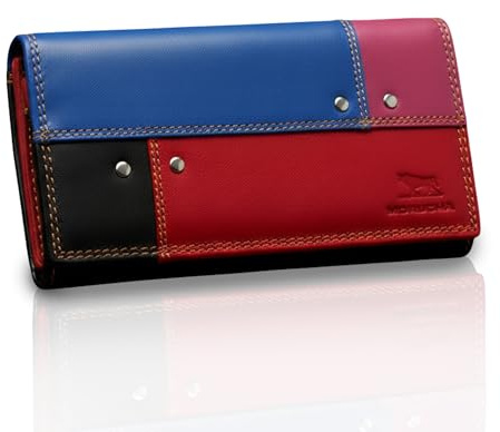 MORUCHA Women’s Genuine Leather RFID Blocking Long Purse – Colourful Multi Card Holder Clutch Wallet Luxury Gift for Ladies M05