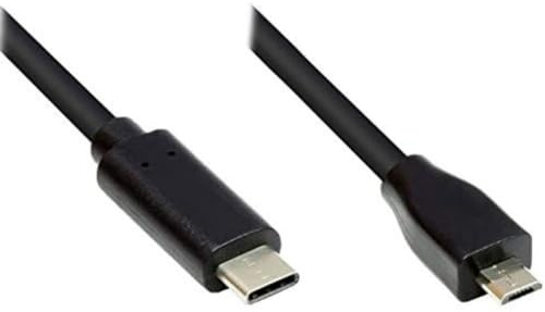 Good Connections Câble de connexion USB 2.0 - USB-C mâle vers USB 2.0 Micro B mâle - Conducteur en cuivre, double blindage, transfert de données 480 Mbit/s - Noir - 2 m