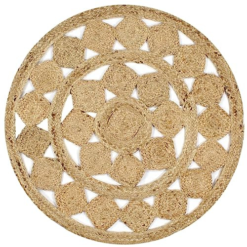 vidaXL Alfombra Tejida a Mano de Yute Trenzado Decoración Interior Hogar Casa Jardín Bricolaje Estera Moqueta Flexible Suave al Tacto Moderna 150cm