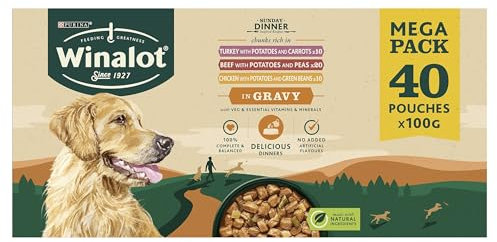 WINALOT Sunday Dinner Mixed in Gravy Wet Dog Food Pouches 40x100g