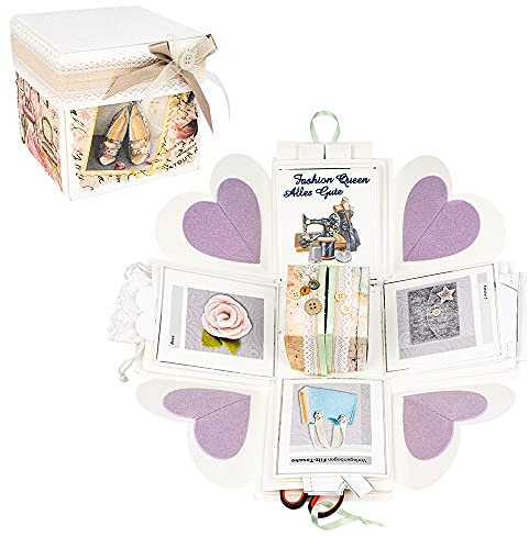 Ideen mit Herz Überraschungsbox | weiß | 12,5 cm x 12,5 cm x 12,5 cm | Aus stabilem Karton | 24-teilig