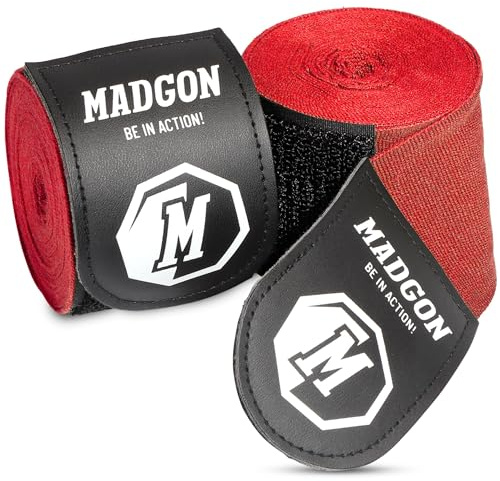 MADGON Boxbandagen mit Daumenschlaufe & starkem Klett | Box Bandage in 3 m / 3,8 m / 4,5 m – ideal für Boxen, MMA, Kickboxen, Training & Sparring | 2er Set