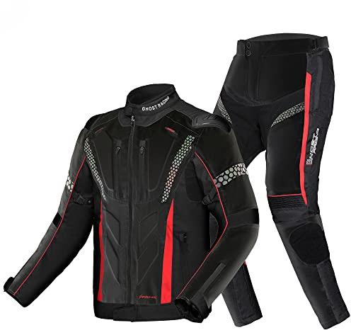 Motorrad Jacket Men Mit Protektoren Wasserdicht, Motocross Schutzjacken Winddicht Touring Schutz Gepanzerte Anzüge, Herbst Winter zum Männer Und Frauen Rennfahrer Motocross Bekleidung Set,Schwarz,XL