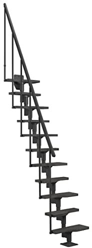 DOLLE Raumspartreppe Atlanta Holztreppe mit 11 Stufen und Geländer einstellbare Geschosshöhe bis 300 cm Anthrazit