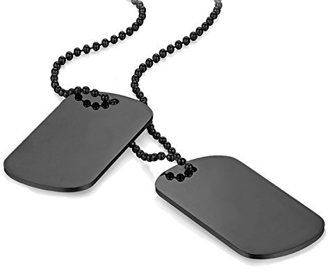 Cupimatch Personalisierte Dog Tag Anhänger Halskette Herren Edelstahl 2 Militär Armee Erkennungsmarken Kette Schwarz