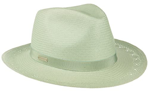 Seeberger Velvoa Fedora Panamahut Panamastrohhut Strohhut Sommerhut Sonnenhut Damenhut Damen - Made in Ecuador mit Ripsband Frühling-Sommer Sommer - One Size Mint