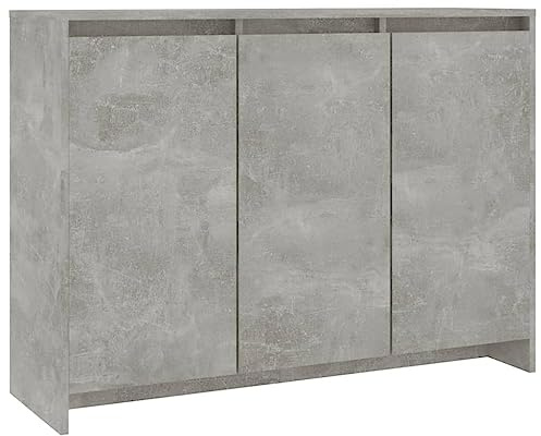 vidaXL Aparador Armario Auxiliar Lateral Alacena Sala de Estar Almacenaje Organizador Salón Dormitorio Mueble Hormigón Gris Contrachapada 102x33x75 cm