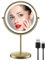 zelaxy Makeup Mirror with Lights 8 Inch, Vanity Mirror Rechargeable Double Sided 1X 10X Magnifying, Led Mirrors with 3 Color Lighting, Touch Sensor Dimming, Brightness Adjustable (Bronze)