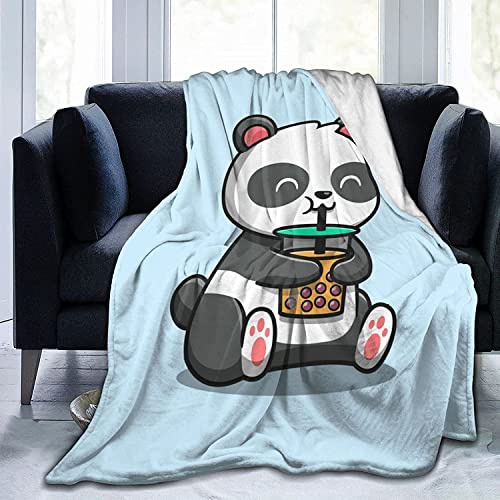 ZZXHG Kuscheldecke Flauschig Blauer Cartoon-Panda, Warme Flanell Fleecedecke Wohndecke Sofadecke, Weiche Plüsch Decke Blanket Für Kinder Erwachsene, Wendedecke Wolldecke Tagesdecke 220x240 XXL