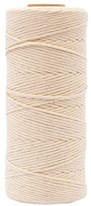 Vaessen Creative 11305-01 - Filato macramè naturale, 2 mm x 200 m, 100% cotone, disponibile in diversi colori, fai da te, decorazione come fioriere, arazzo da parete, lanterna antivento,