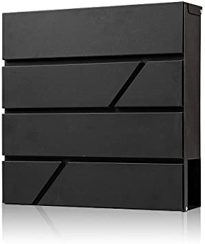 Yoocabinet Mailbox Wall Mount,Large Capacity Locking Mailbox for Outside,Galvanized Steel Cover and Rust-Proof Metal Post Box with Newspaper Holder,14.6x14.6x4.3 Black,MD025B