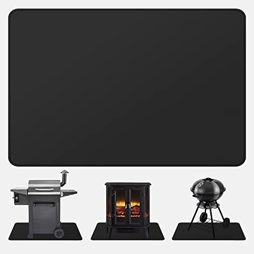 FLASLD 90 x 124 cm unter Grillmatte für Außengrill,Doppelseitige feuerfeste Grillmatte für Feuergrube,Innenkaminmatte Feuergrubenmatte,Ölbeständiger wasserfester BBQ-Schutz für Decks und Terrassen