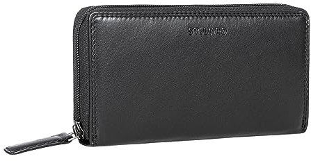 STILORD 'Frida' Portemonnaie Damen Leder RFID Schutz Vintage Geldbeutel Geldbörse Groß Geldtasche RFID Portemonnaie mit Reißverschluss Echtes Leder, Farbe:schwarz
