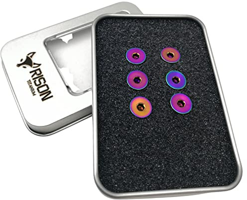 RISON-Titanium 6pcs Tornillo de Eje de Volante en Titanio M5x12mm, Tornillo de Cabeza Avellanada Hexágono Interior, Pernos de Cabeza Plana Hexagonal Norma DIN 7991, Tornillería Allen para Coche