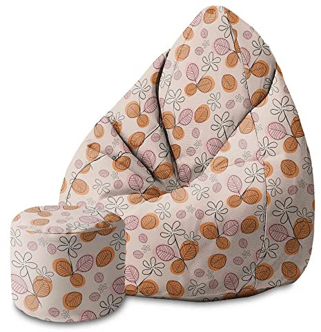 DreamRoots Sitzsack Kinder 70x70x105cm - Sitzsack mit Lehne und Hocker und Bezug - Sitzkissen Boden - Chill Sack Bubibag mit Füllung S-Lichtblum2