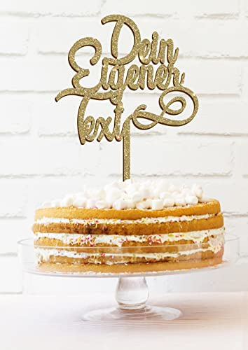 Personalisierten Cake Topper | Hochzeit Geburtstag Kommunion Taufe Firmung Topper Mit Name | Personalisierbares Tortenaufsatz | Dein Text | (Glänzendes Acryl)