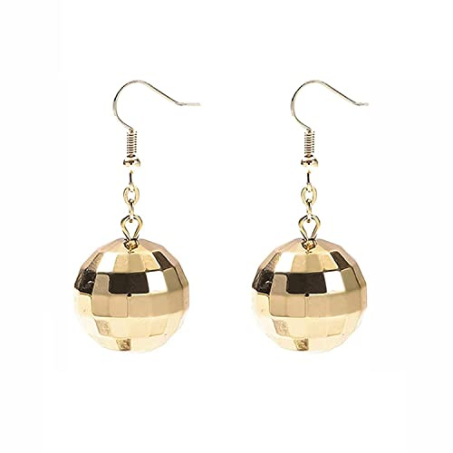 Discokugel Ohrringe,Silber 70er Disco Ball Earrings Thema Party Diskokugel Ohrringe Mädchen Schmuck Accessoires Outfit Damen Discokugel Accessoires Discokugel kostüm-ostergeschenke,osterdeko (Gold)