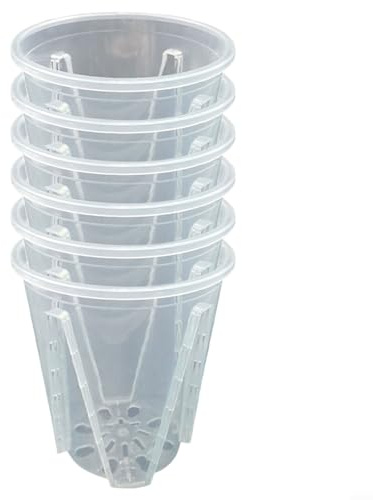 Vasi per orchidee, vaso da fiori in plastica trasparente con fori, vaso da fiori trasparente, per piante grasse, per interni ed esterni, balcone, scrivania da ufficio (14 cm/6 pezzi)
