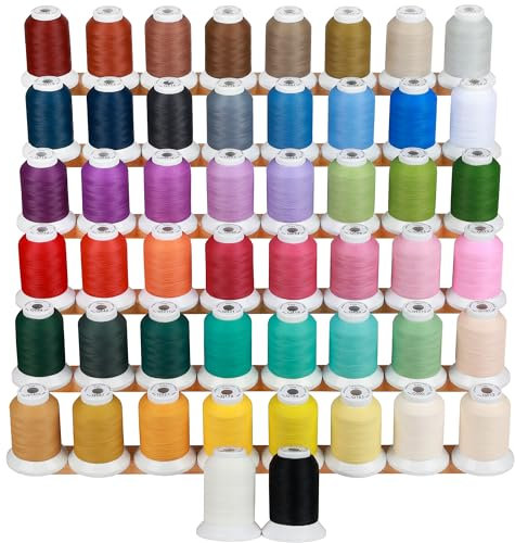 New brothread 60WT Frostig Mattes Maschinenstickgarn 50 Farben 600M zum Sticken von scharfen Konturen, Logos, feinen Schriftzügen, kleinen detaillierten Stickereien und dekoratives Nähen