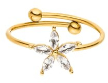 Purelei Bright Spring Ring, Wasserfester Damenring aus langlebigem Edelstahl mit Blüte aus Zirkoniasteinen, Verstellbare Ringe von Größe 50 bis 60, Modeschmuck für deinen Look