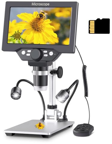 Koolertron 7'' Digital USB Microscope with 32g Tf Card, 1200x Magnification | 12 Million Pixels 1080p Handheld Camera Video Recorder,Pc Viewing,Rechargeable Battery,Auxiliary Light