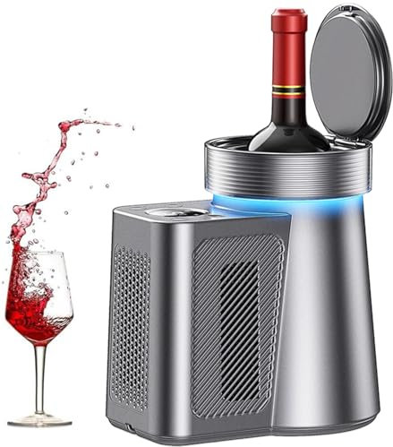 ExoticaBlend Elektrischer Weinkühler, tragbarer Weinkühler für kalte Getränke und 750 ml Rot- und Weißwein, eisfreier Weinkühler aus Edelstahl, Weinzubehör für Küche, Bar, Wohnmobil