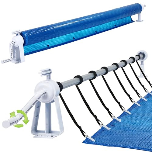PEILU Aufrollsysteme für Poolfolien 1,05m-6,15m Pool Aufroller mit Clips & Bänder, Manuelle Poolaufroller Witterungsbeständiges Aufrollvorrichtung für Solarplane, Poolplane & Abdeckung (Type B)