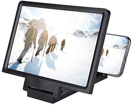 7 Inch Phone Screen Magnifier, Video HD Mobile Phone 3D Magnifier Projector Screen With Speaker, for Movies, Videos, and Gaming, Useful Tech Gadget (Black)