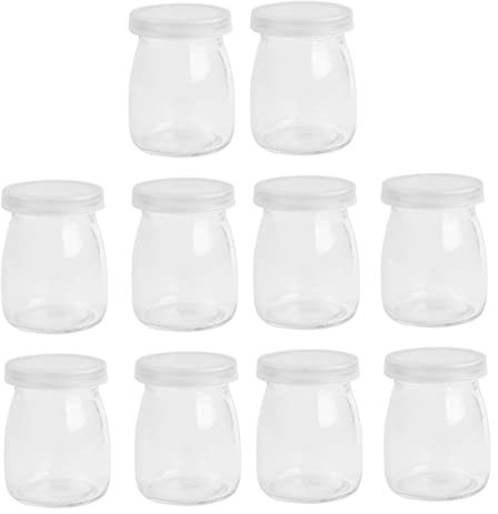 CIYODO 10pièces Bocaux Verre Transparents Avec Couvercle De Bouteilles De Stockage Pour Pudding Yaourt Et Gelée