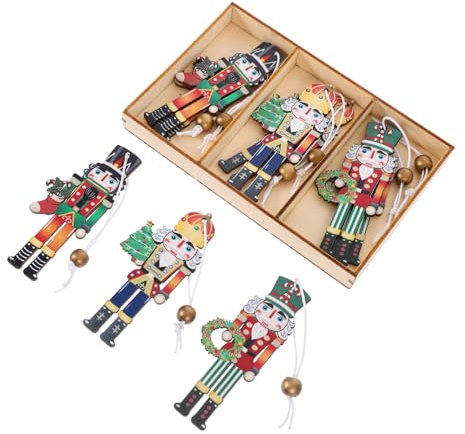Cabilock 9 Pièces Casse-Noisette Pendentif Arbre Suspendus Ornements Suspendus Bois Casse-Noisette Décor Noyer Soldat Pendentifs Arbre De Noël Pendentifs Noël Casse-Noisette Figurines