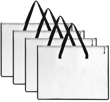 Kznifmk 4 Stück 19x25 Kunst-Portfolio-Set Portfolio-Mappe für Kunstwerke, Poster-Aufbewahrungstasche-Set mit Reißverschluss und Tragegriff Aus Netzstoff