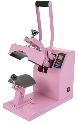 WOLEGM Kappenpresse, 550W 220V Mützenpresse Heat Press mit Digitaler LED Temperatur und Zeitcontroller für Cap Hitzepresse Zeichen und Mustern, Rosa