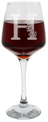 H Bicchiere da vino con monogramma inciso con iniziale incisa, grande bicchiere da vino, regalo di compleanno per lei o lui, regalo per lei o lui, personalizzabile con iniziale incisa, calice da vino