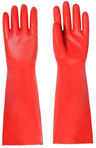 SEWOART Spülhandschuhe Aus Strapazierfähigem Material Rutschfeste Küchenhandschuhe Lang Rot Für Handwäsche Tierpflege Gartenarbeit Und Hausarbeit